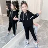 The 2024 new autumn and winter sports set for girls, a two-piece, fleece and thickened casual girls' hoodie set for Zhongda Children details Picture